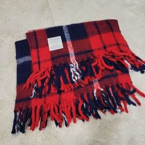 Vintage Faribault Woolen Mill Company Acrylic Plaid Wool Fringe Blanket Throw